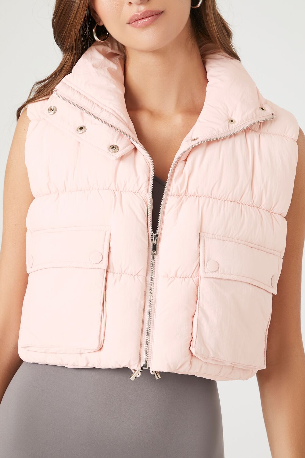 Cropped Zip-Up Puffer Vest
