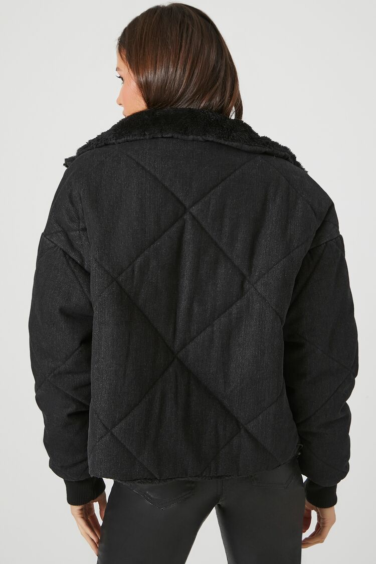 Faux Fur-Trim Quilted Puffer Jacket