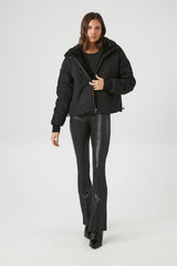 Faux Fur-Trim Quilted Puffer Jacket