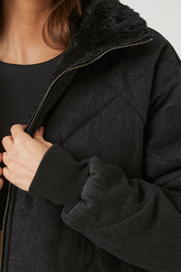 Faux Fur-Trim Quilted Puffer Jacket