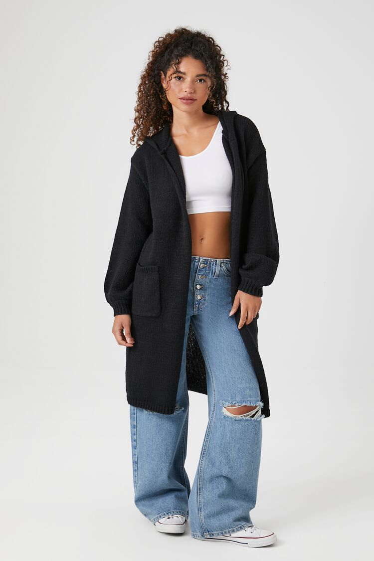 Hooded Longline Cardigan Sweater