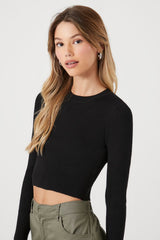 Ribbed Sweater-Knit Crop Top