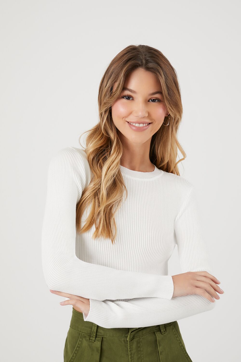 Ribbed Sweater-Knit Crop Top