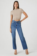 Cropped Wraparound Turtleneck Top