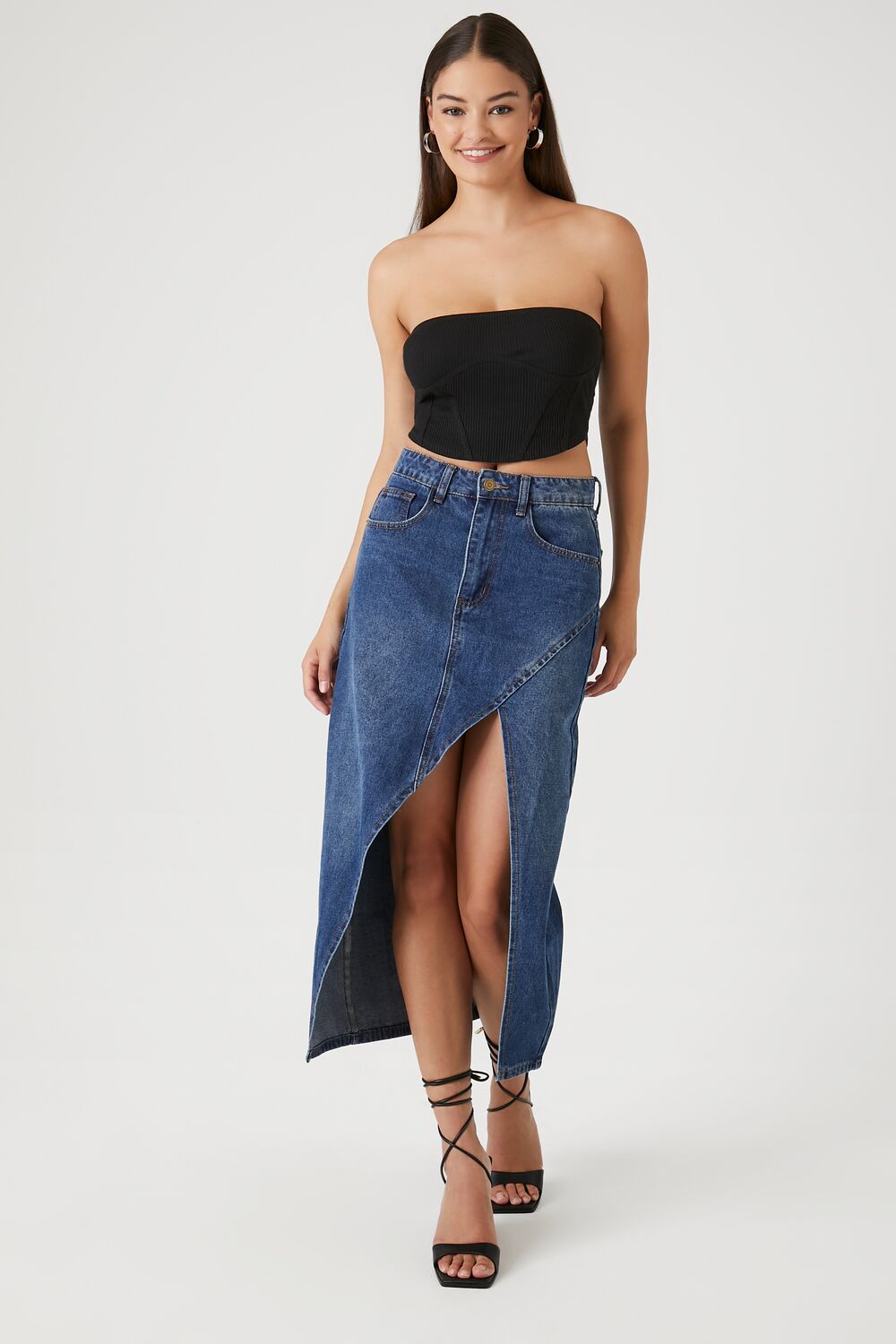 Ribbed Knit Corset Tube Top