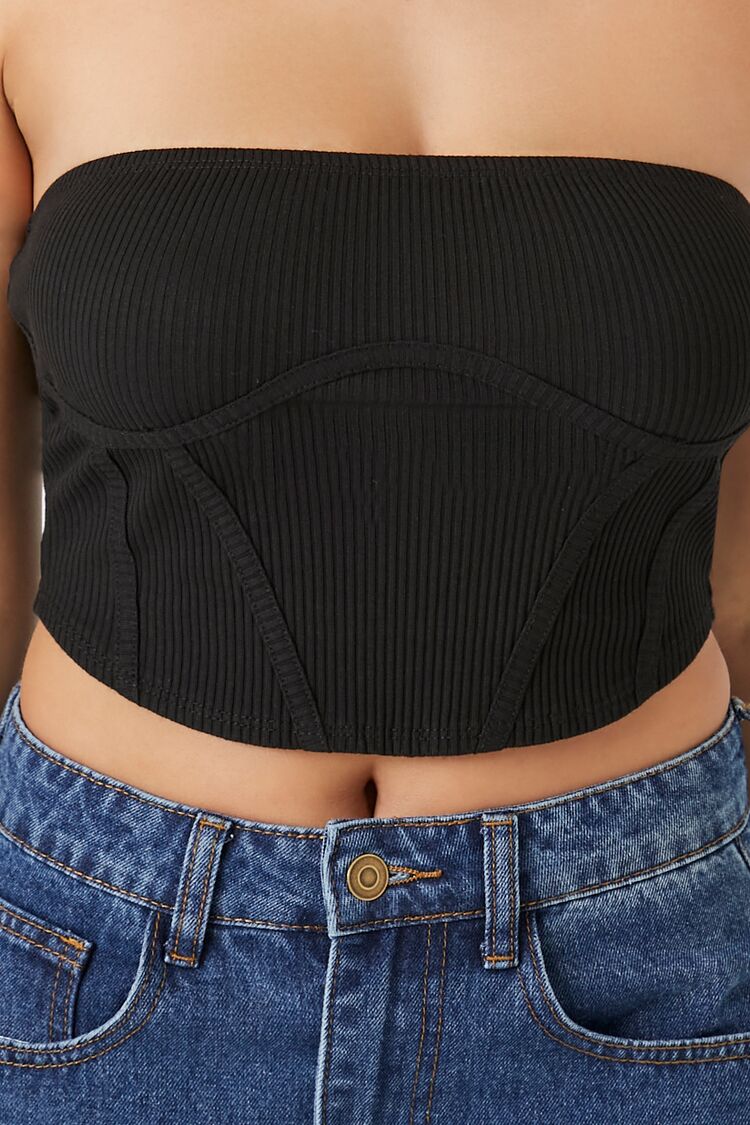 Ribbed Knit Corset Tube Top
