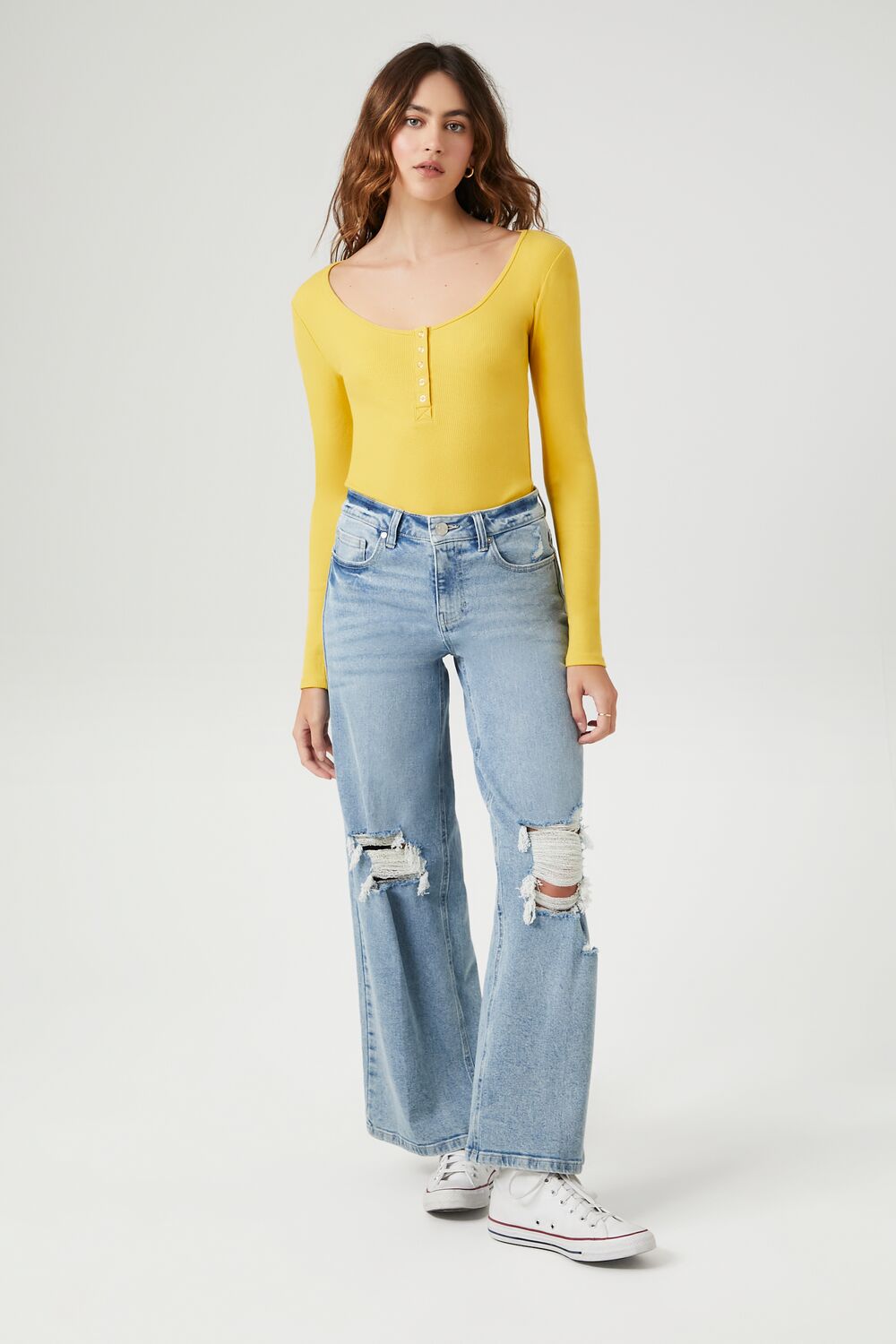 Ribbed Knit Long-Sleeve Bodysuit