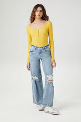 Ribbed Knit Long-Sleeve Bodysuit