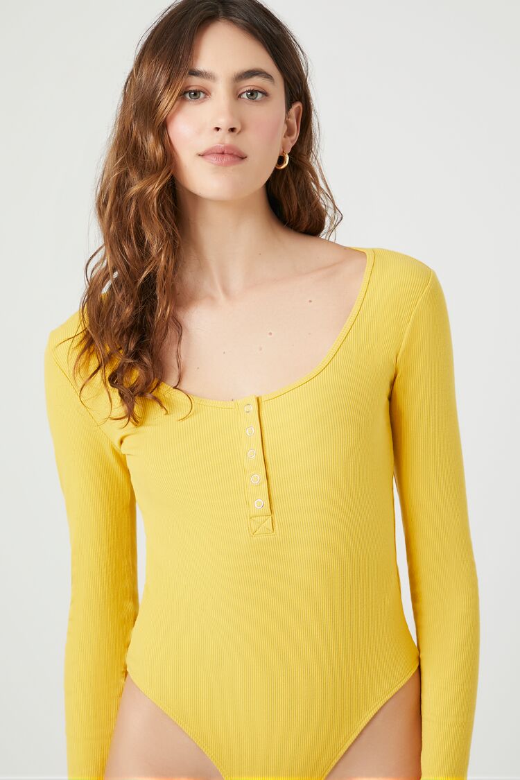 Ribbed Knit Long-Sleeve Bodysuit
