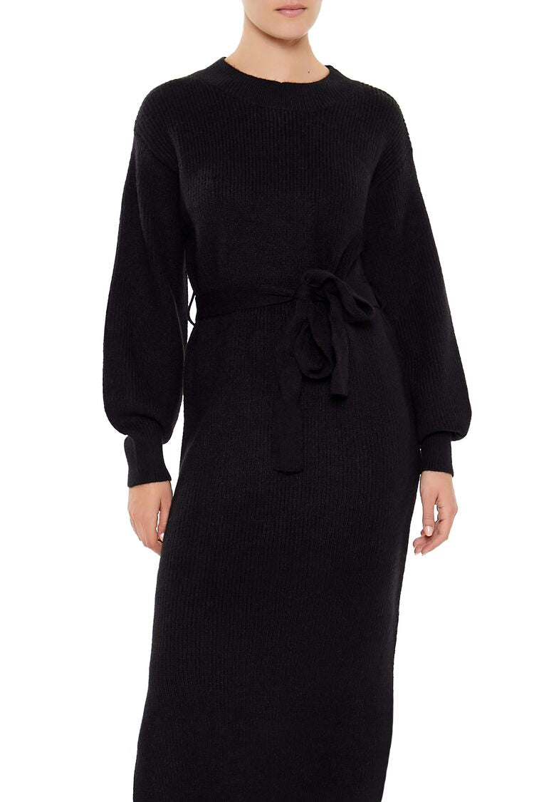 Tie-Front Midi Sweater Dress