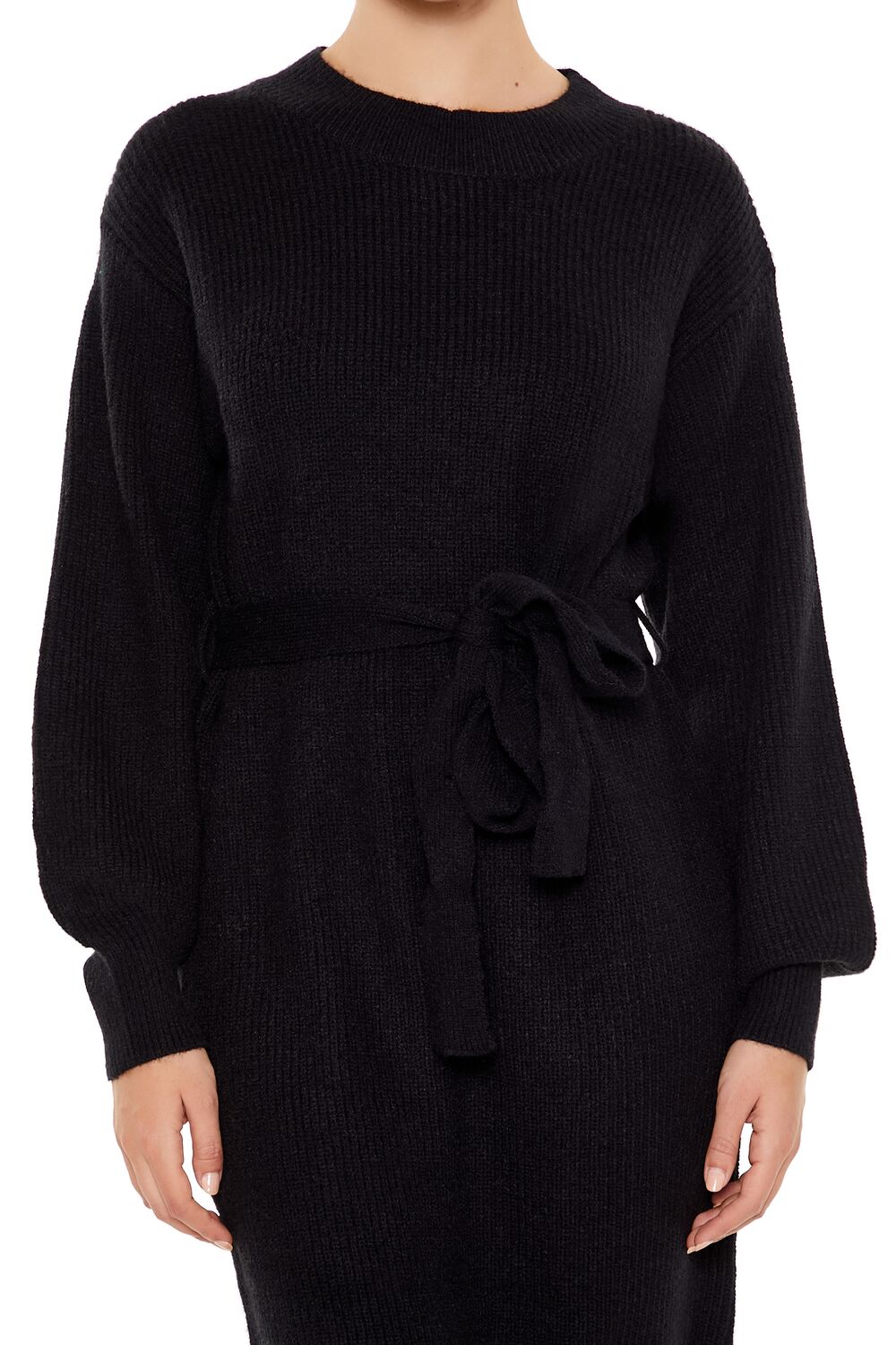 Tie-Front Midi Sweater Dress