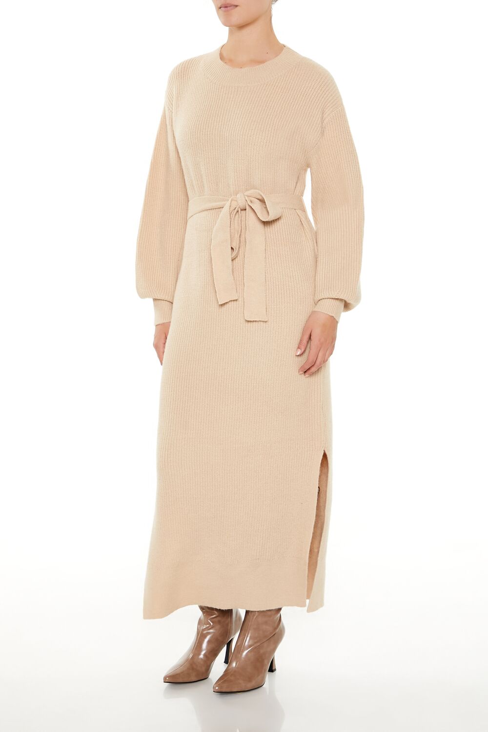 Tie-Front Midi Sweater Dress