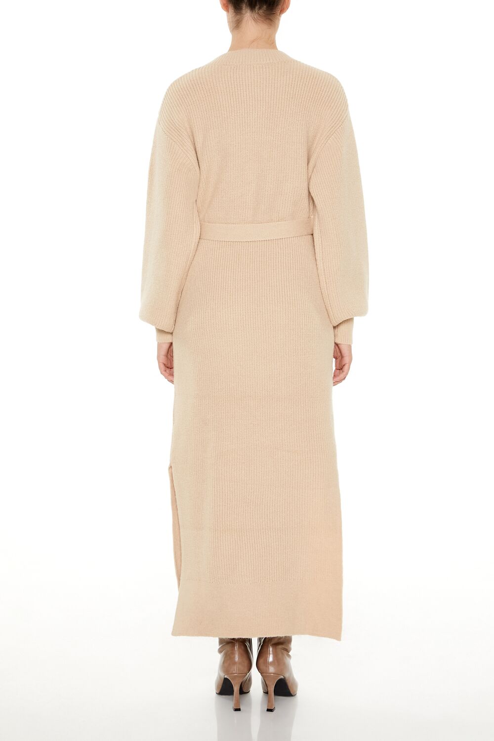 Tie-Front Midi Sweater Dress