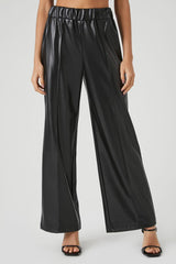 Faux Leather Wide-Leg Pants