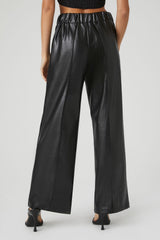 Faux Leather Wide-Leg Pants