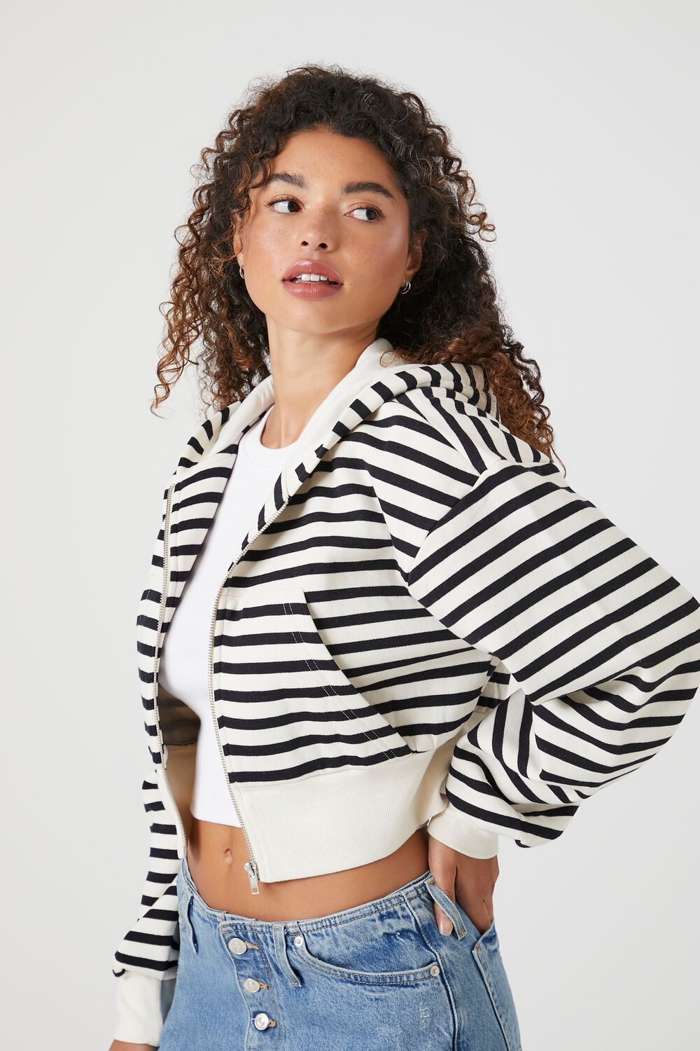Ribbed Striped Zip-Up Jacket