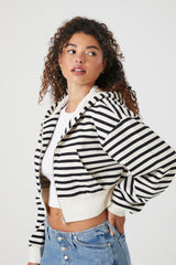 Ribbed Striped Zip-Up Jacket