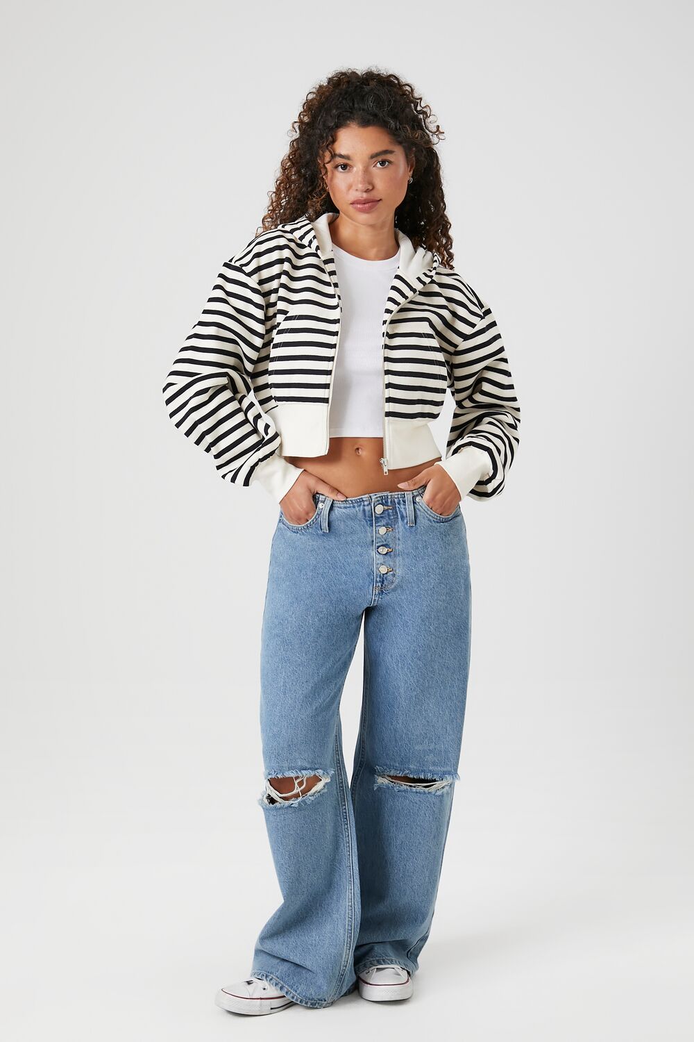Ribbed Striped Zip-Up Jacket