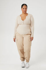 Plus Size Twill Cargo Joggers
