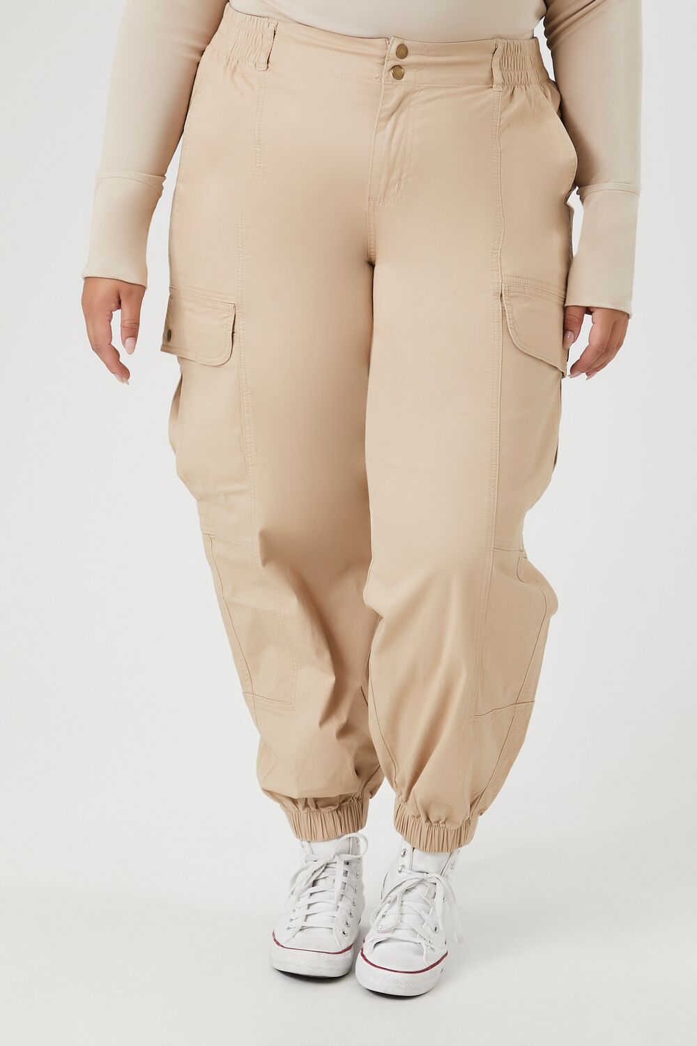 Plus Size Twill Cargo Joggers