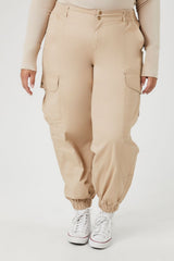 Plus Size Twill Cargo Joggers