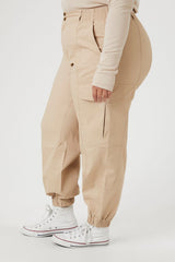 Plus Size Twill Cargo Joggers