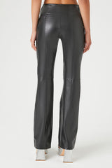 Faux Leather High-Rise Flare Pants