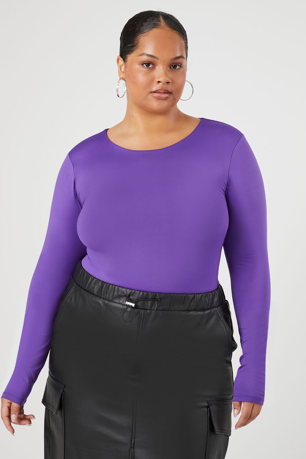 Plus Size Contour Sculpt Long-Sleeve Bodysuit
