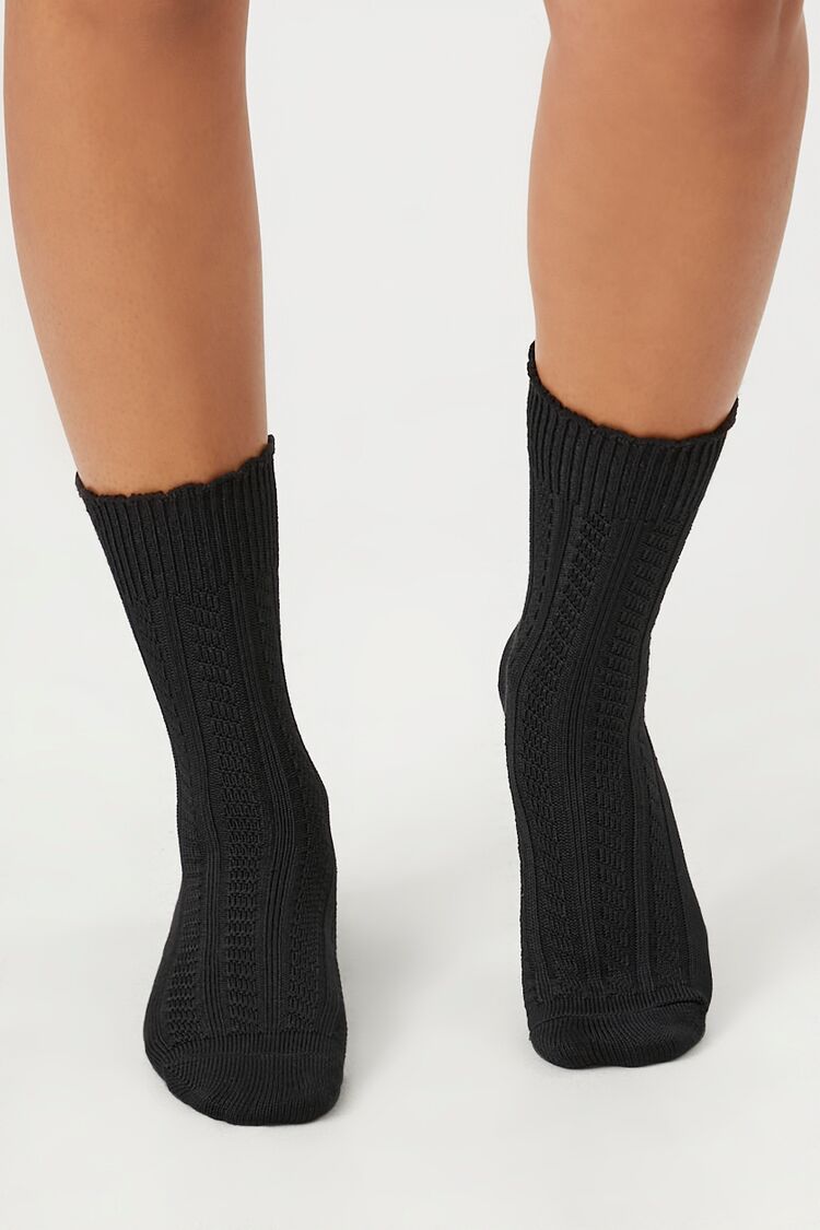 Pointelle Knit Crew Socks