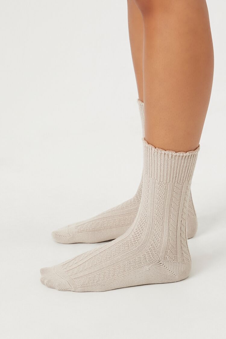 Pointelle Knit Crew Socks