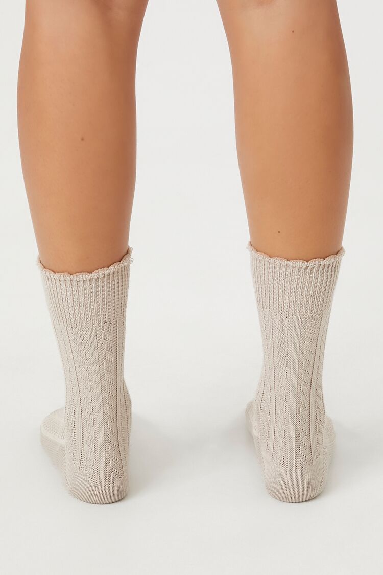 Pointelle Knit Crew Socks