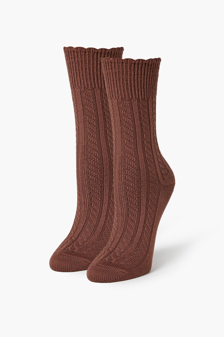 Pointelle Knit Crew Socks