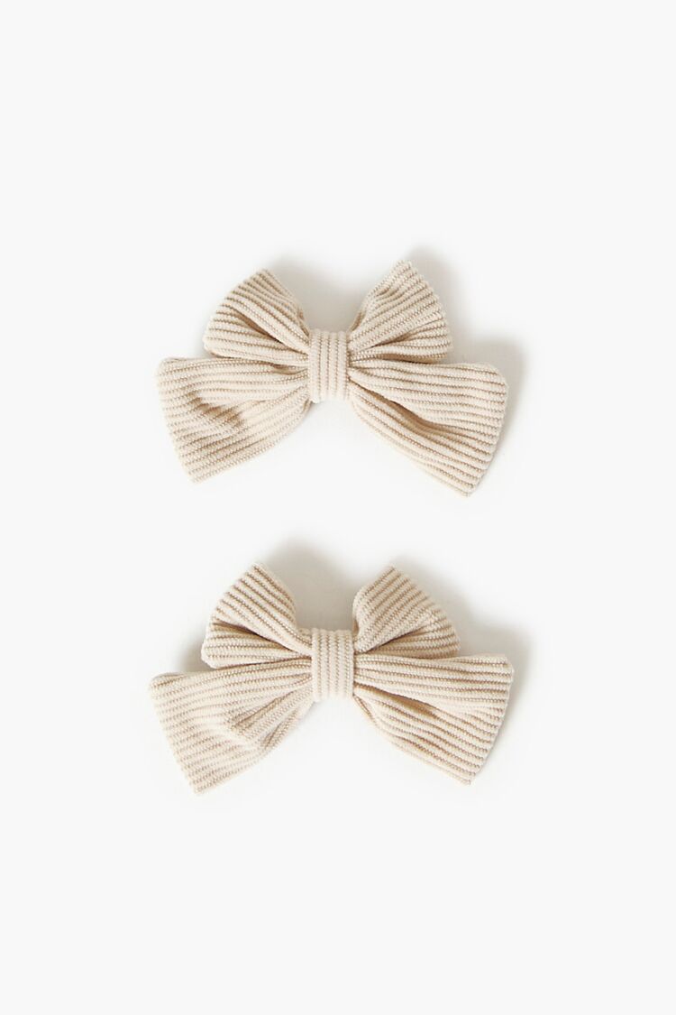 Striped Bow Gator Hair Clip Set