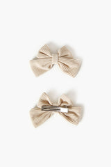 Striped Bow Gator Hair Clip Set