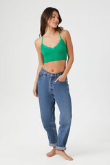 Seamless Lace-Trim Longline Bralette
