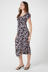 Ditsy Floral Slit Midi Dress