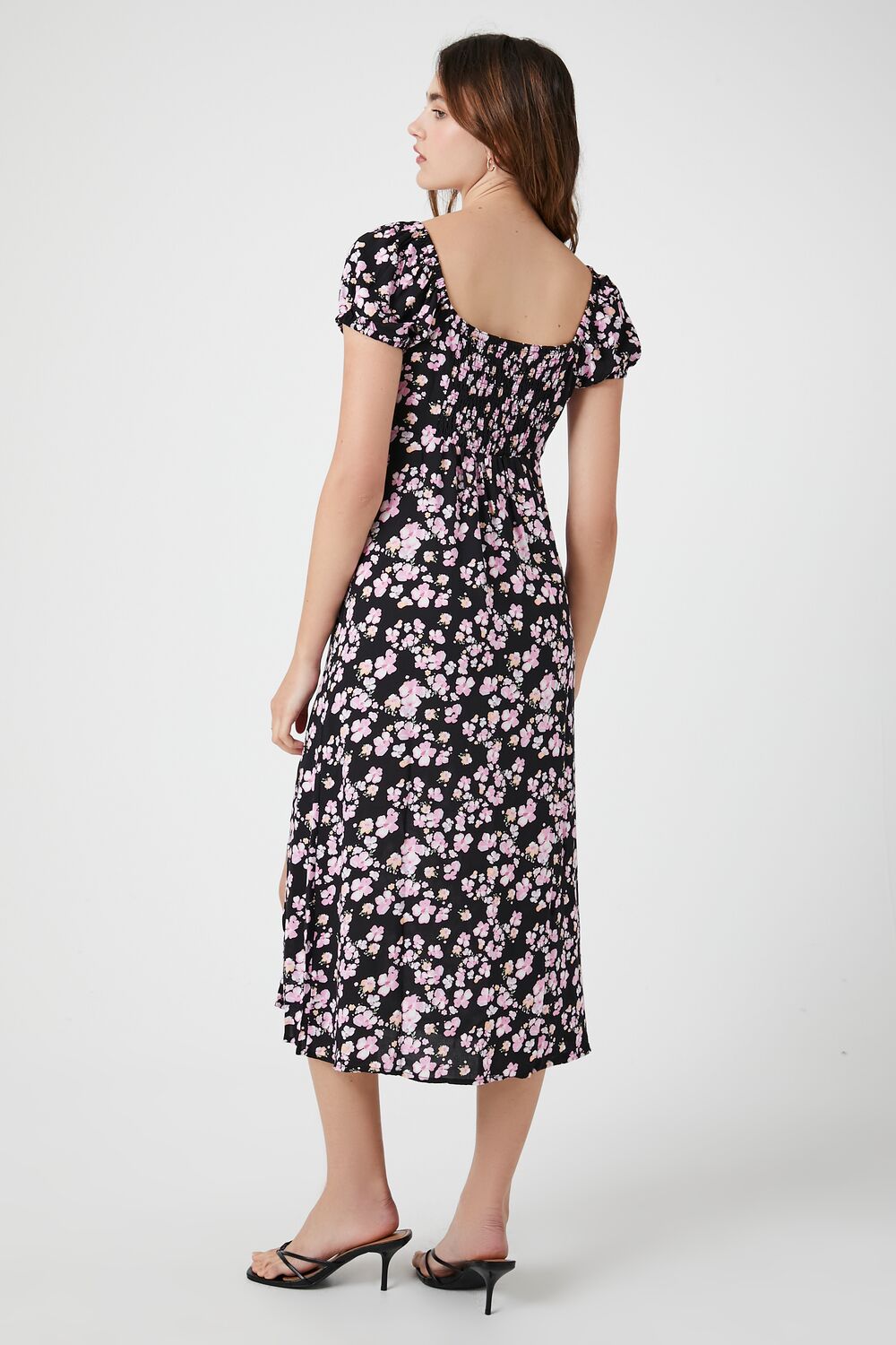 Ditsy Floral Slit Midi Dress
