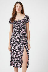 Ditsy Floral Slit Midi Dress