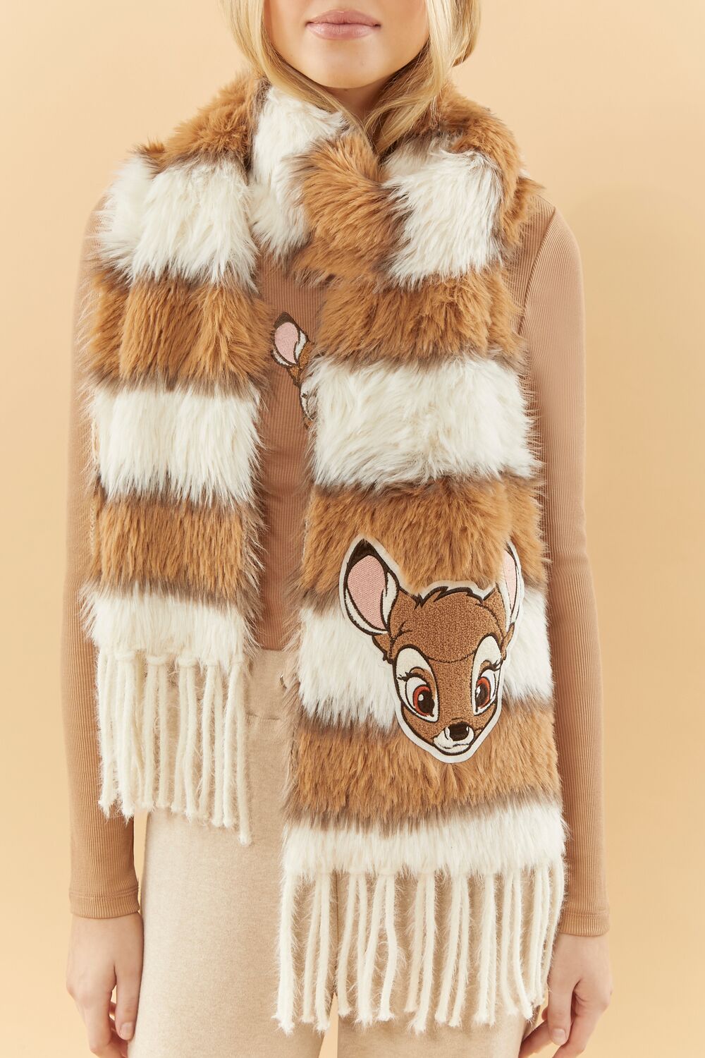 Disney Striped Faux Fur Bambi Scarf