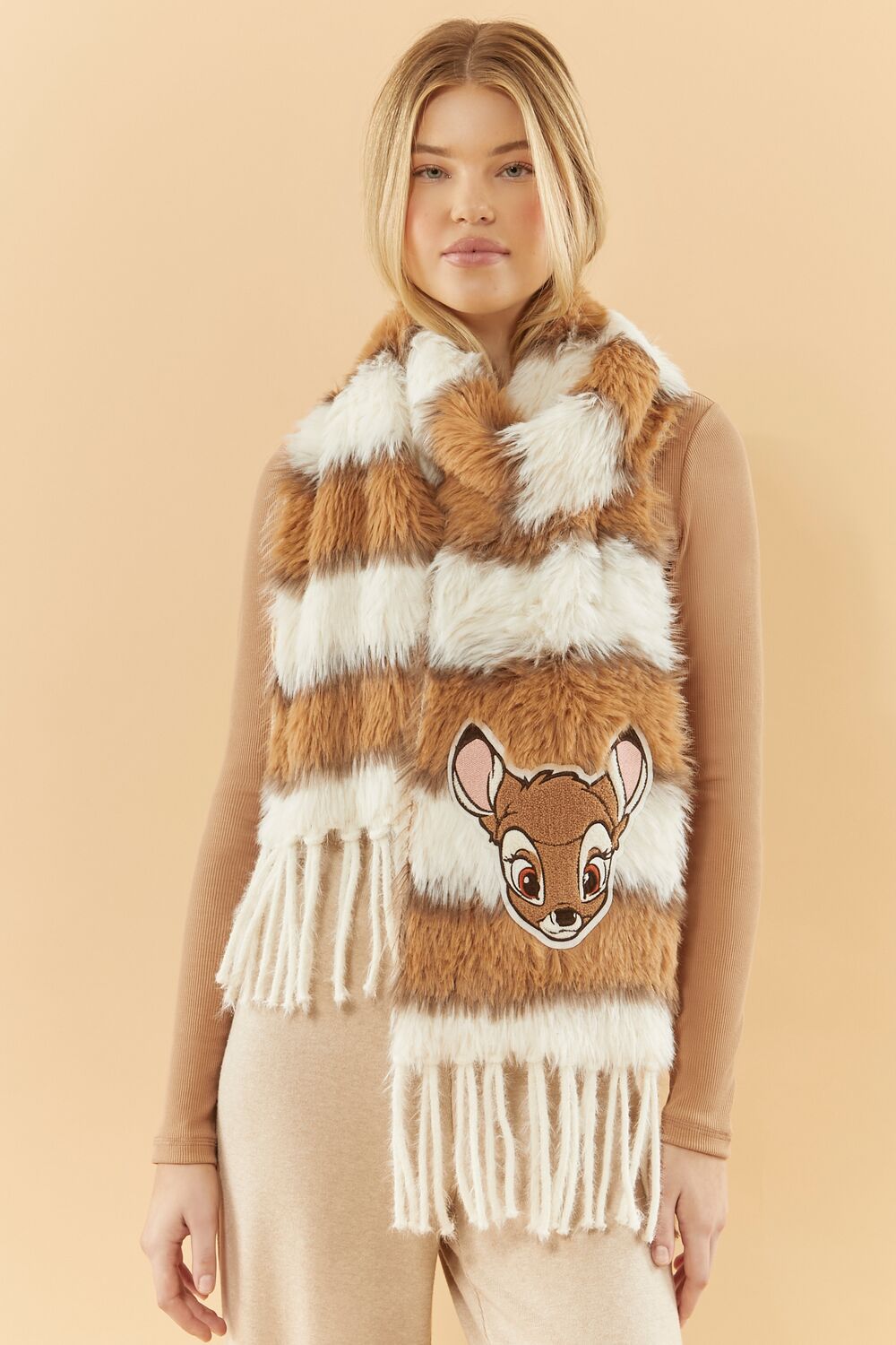 Disney Striped Faux Fur Bambi Scarf