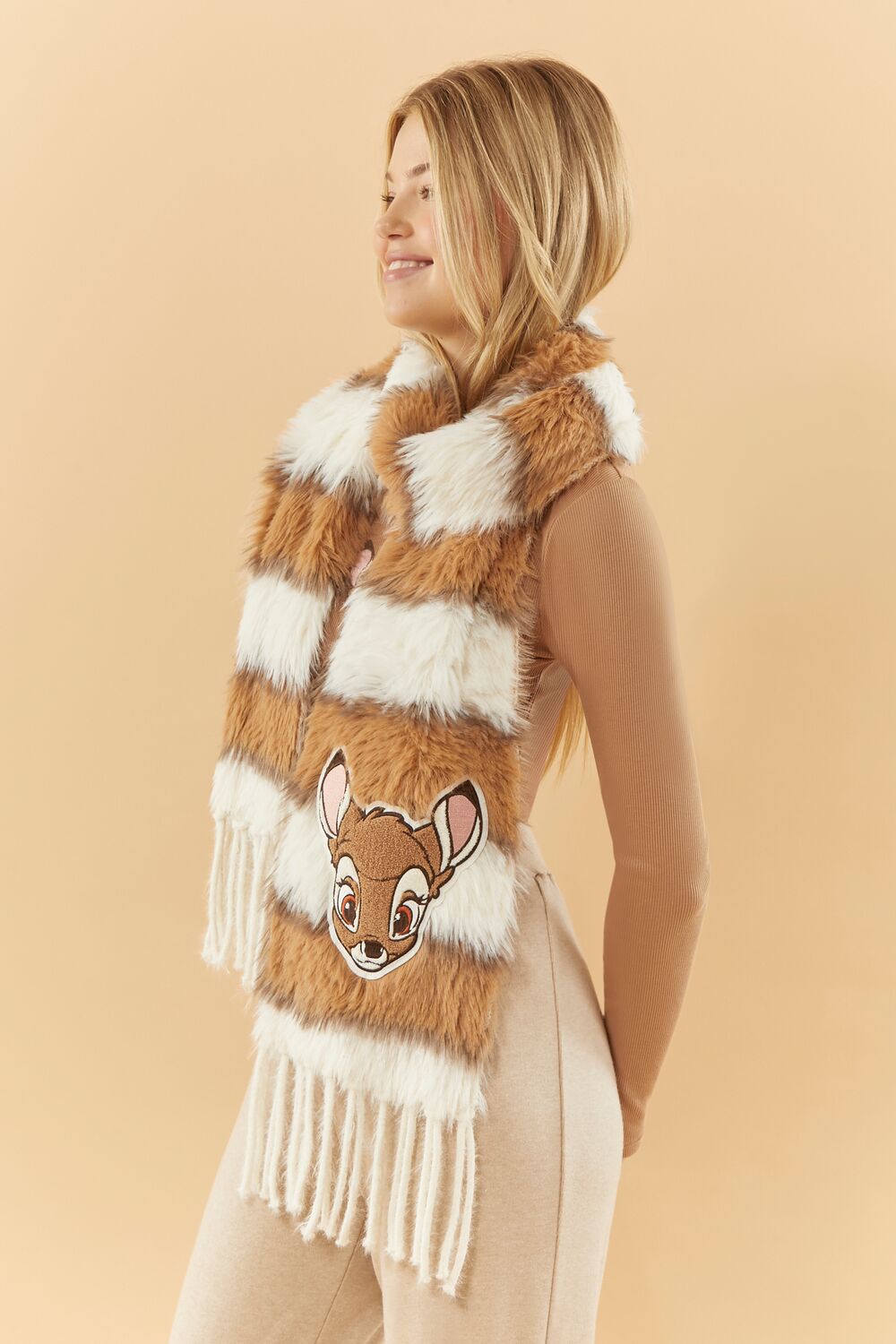 Disney Striped Faux Fur Bambi Scarf