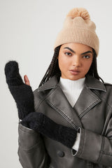 Fuzzy Knit Convertible Gloves