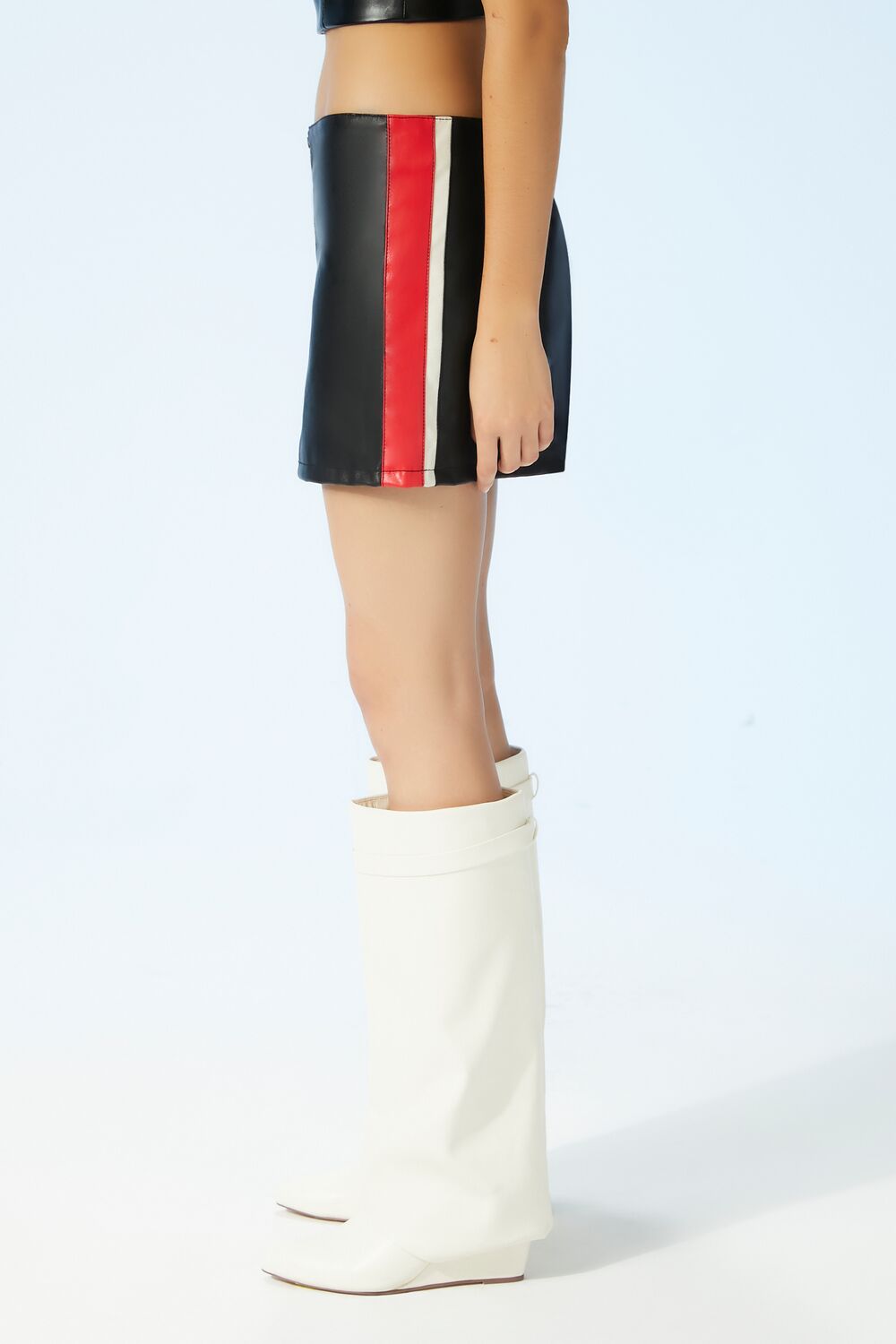 Faux Leather Striped Mini Skirt
