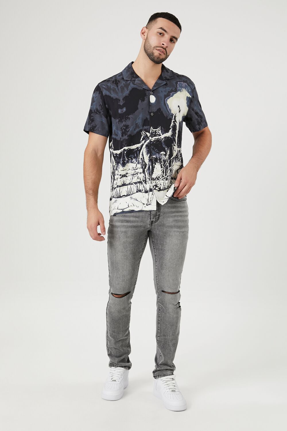 Twill Howling Wolf Graphic Shirt