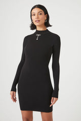 Rhinestone Bow Mini Sweater Dress