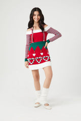Candy Cane Heart Elf Mini Dress