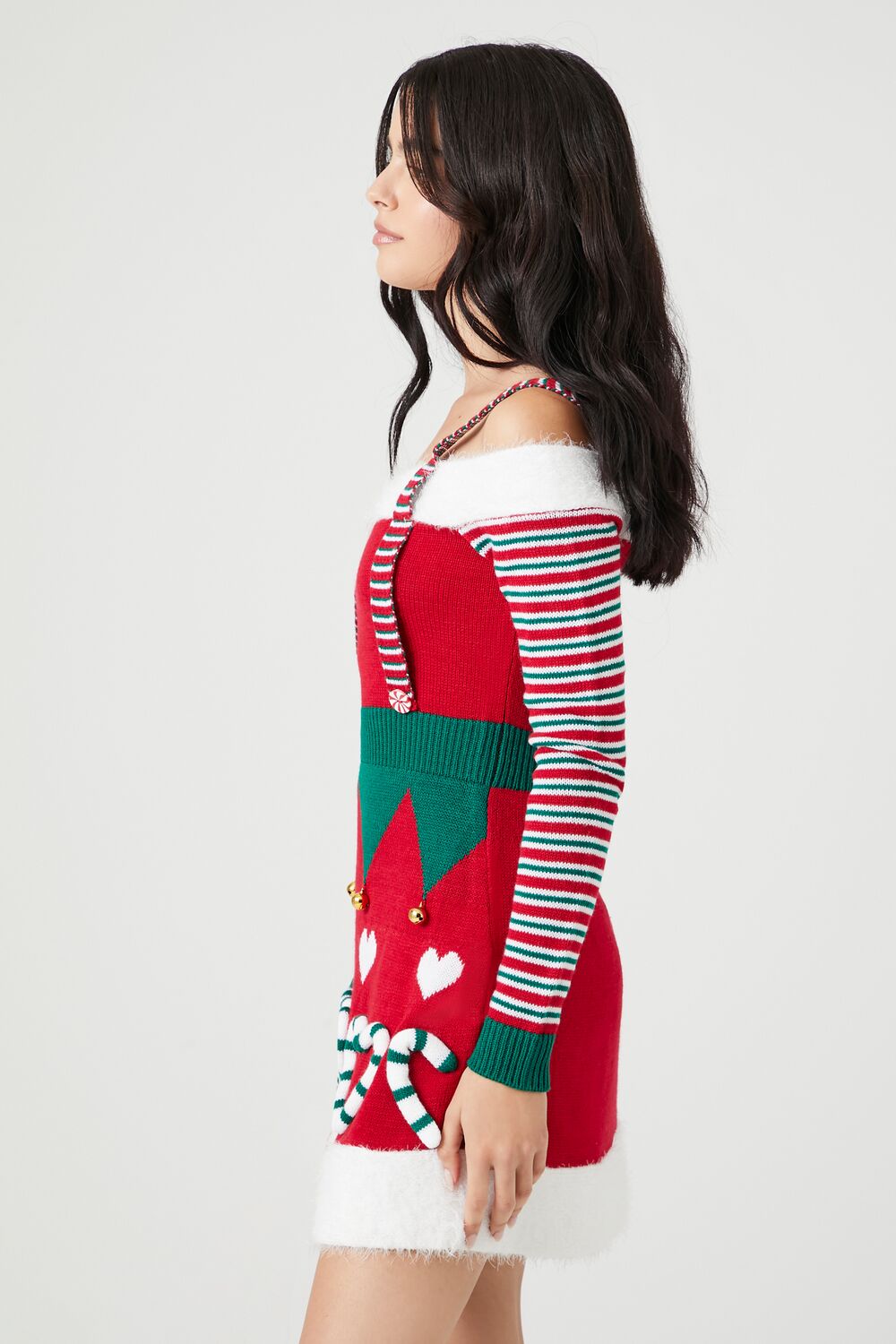 Candy Cane Heart Elf Mini Dress
