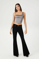 Satin One-Shoulder Bustier Crop Top