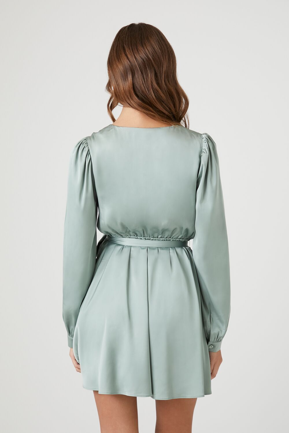 Satin Mock Wrap Mini Dress