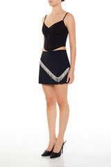 Rhinestone-Fringe Mini Skirt